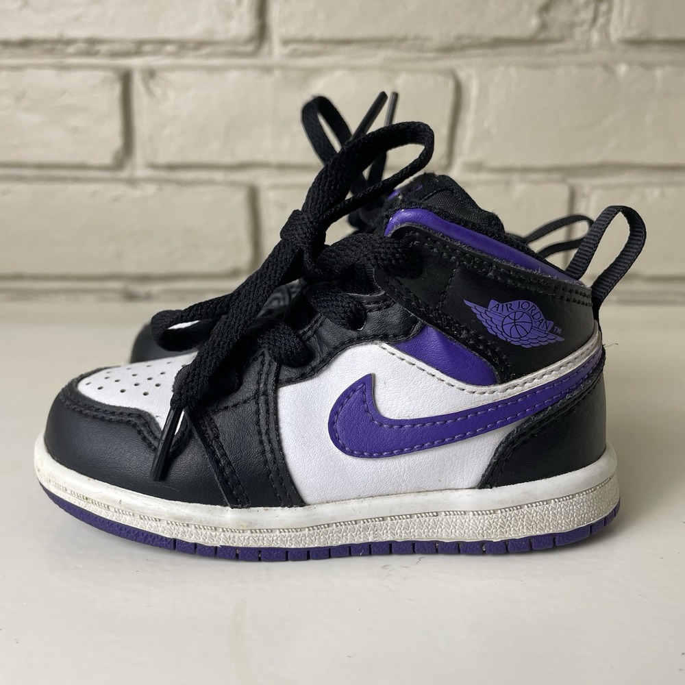 Sneakers Toddler Baby Nike Jordan 1 Mini J's Purple & Black Size 7C Midrise